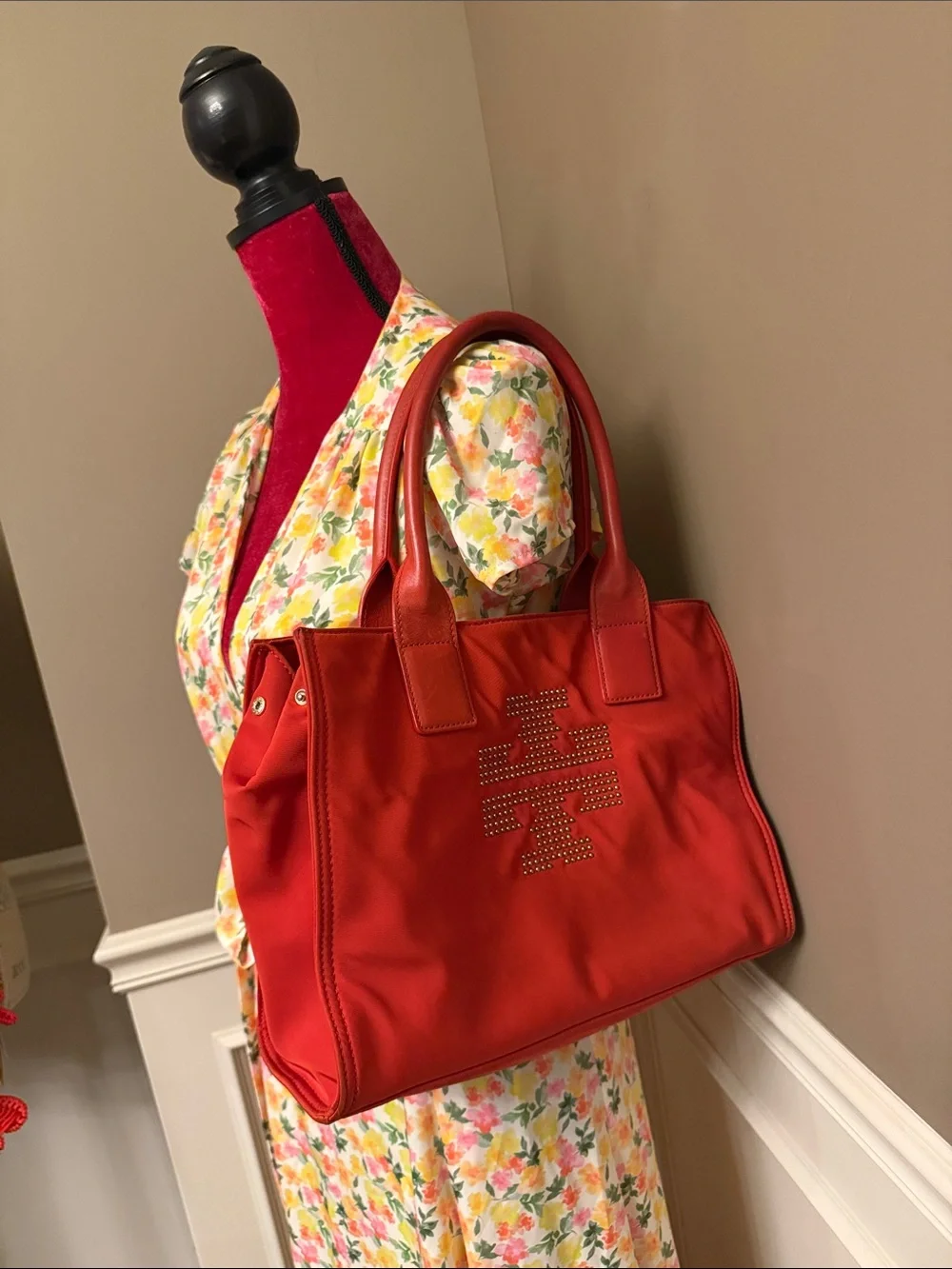 Tory Burch Red/Orange Nylon Tote
